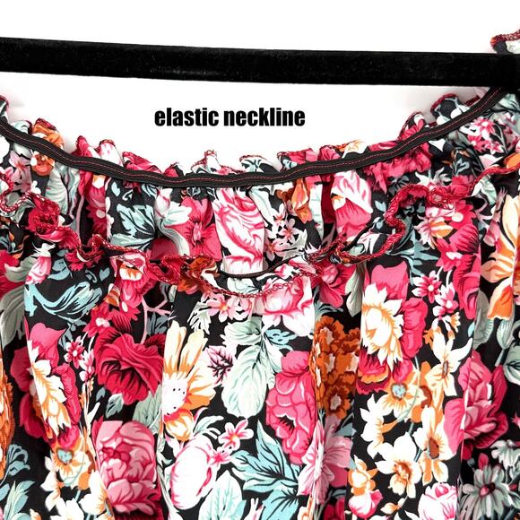 Off-Shoulder Neckline Cropped Top Women's 2XL Multicolor Floral Boho Chic Flowy - Picture 3 of 7